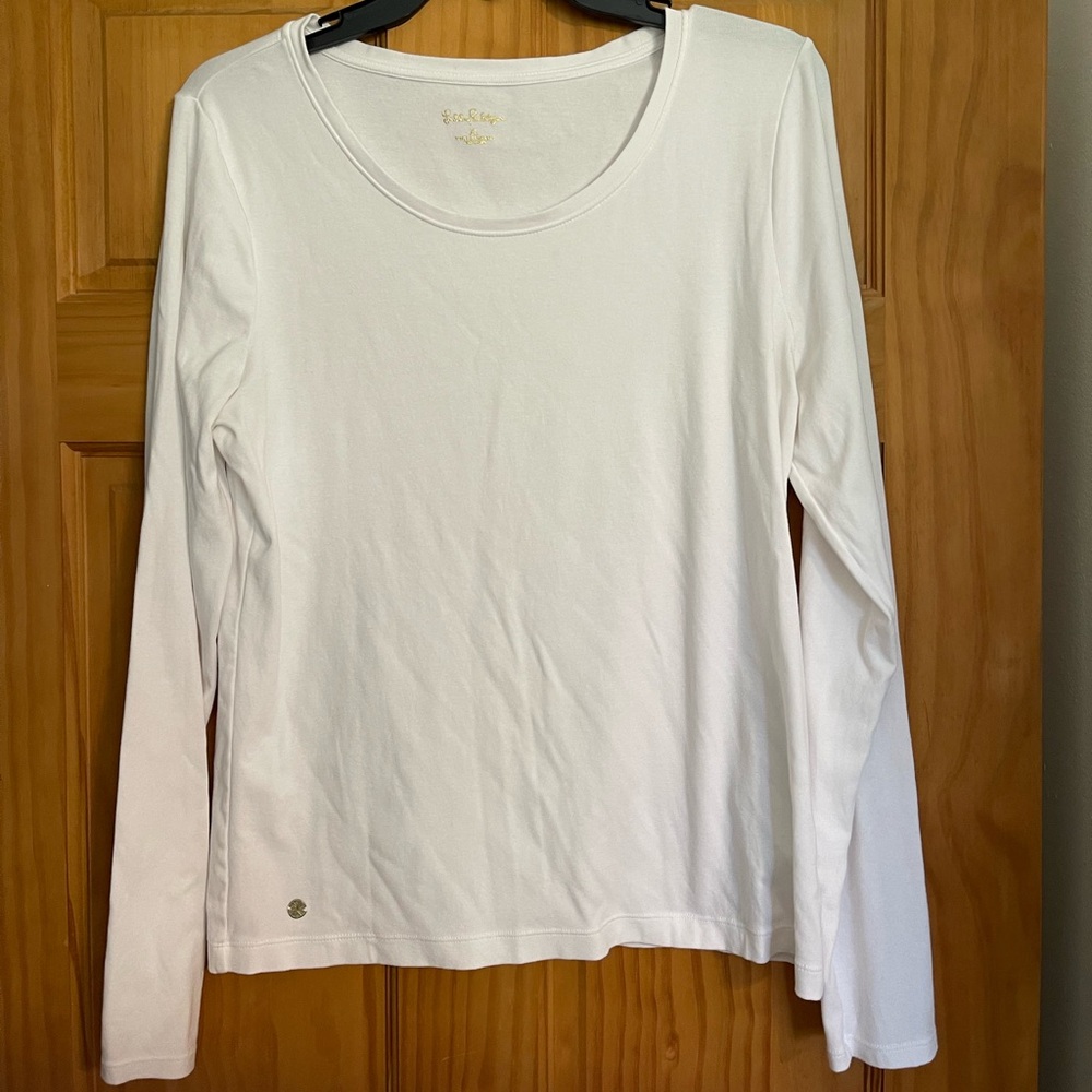 EUC Lilly Pulitzer L/S resort white top
